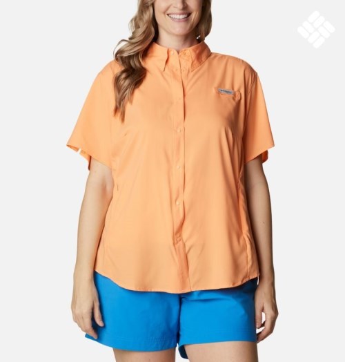 Camasa Columbia PFG Tamiami II Scurte Sleeve Dama Portocalii | Plus Size EGMQ09ZA8